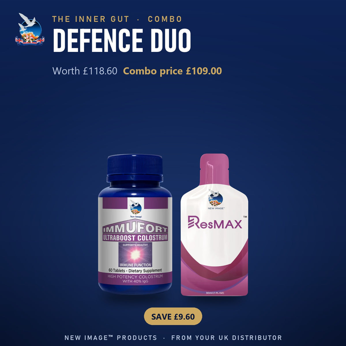 Defence Duo combo pack from The Inner Gut, including ResMAX