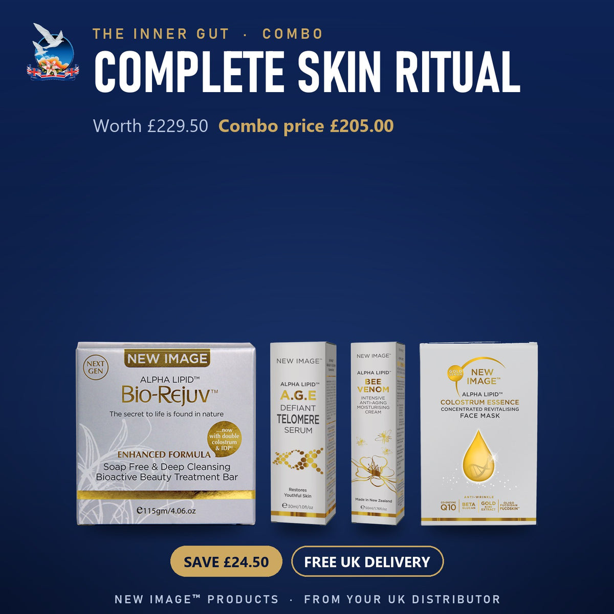 Complete Skin Ritual: cleansing bar, serum, cream and face mask